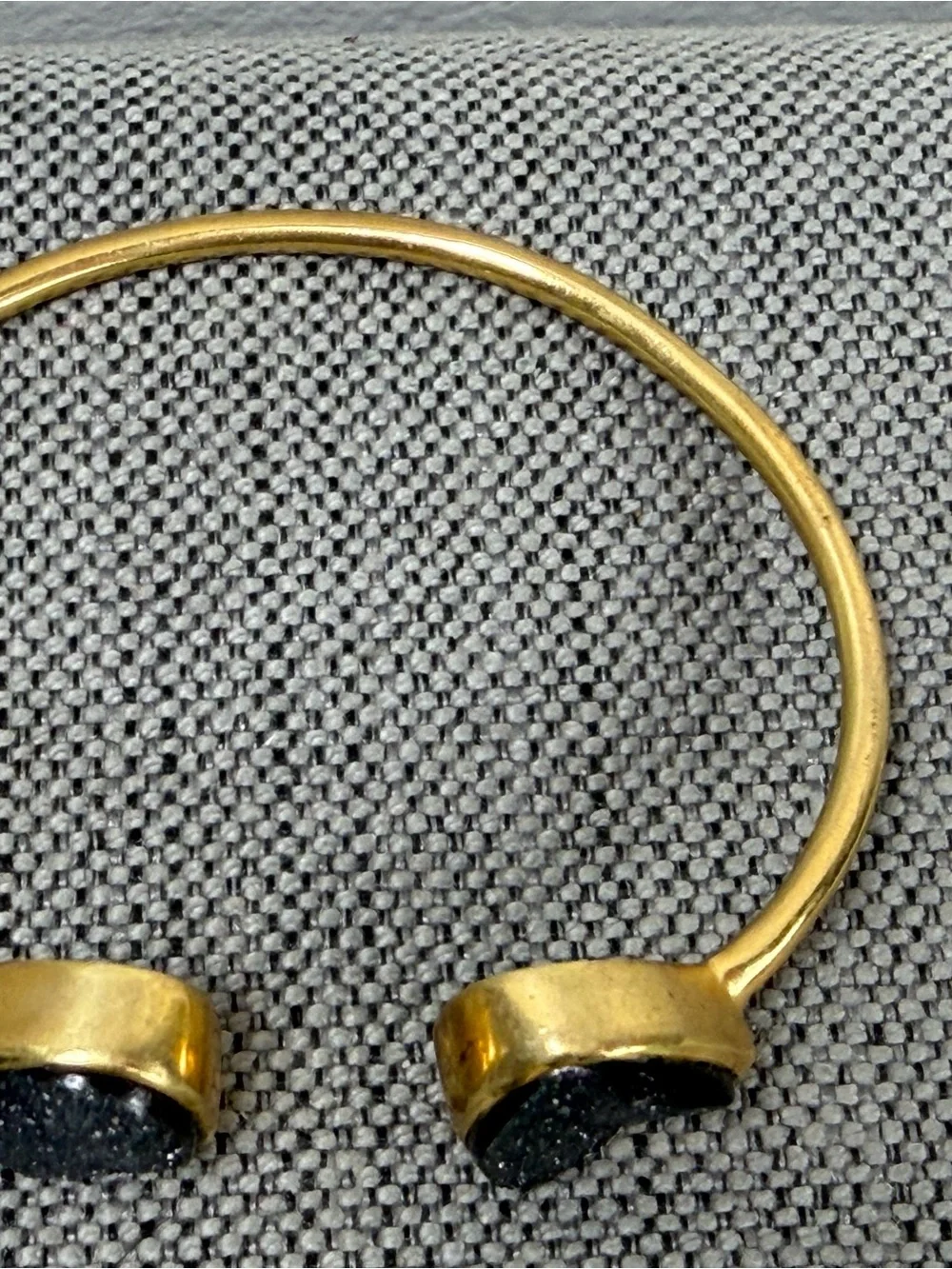 MARGARET ELIZABETH Black Druzy Teardrop Open Cuff Bracelet